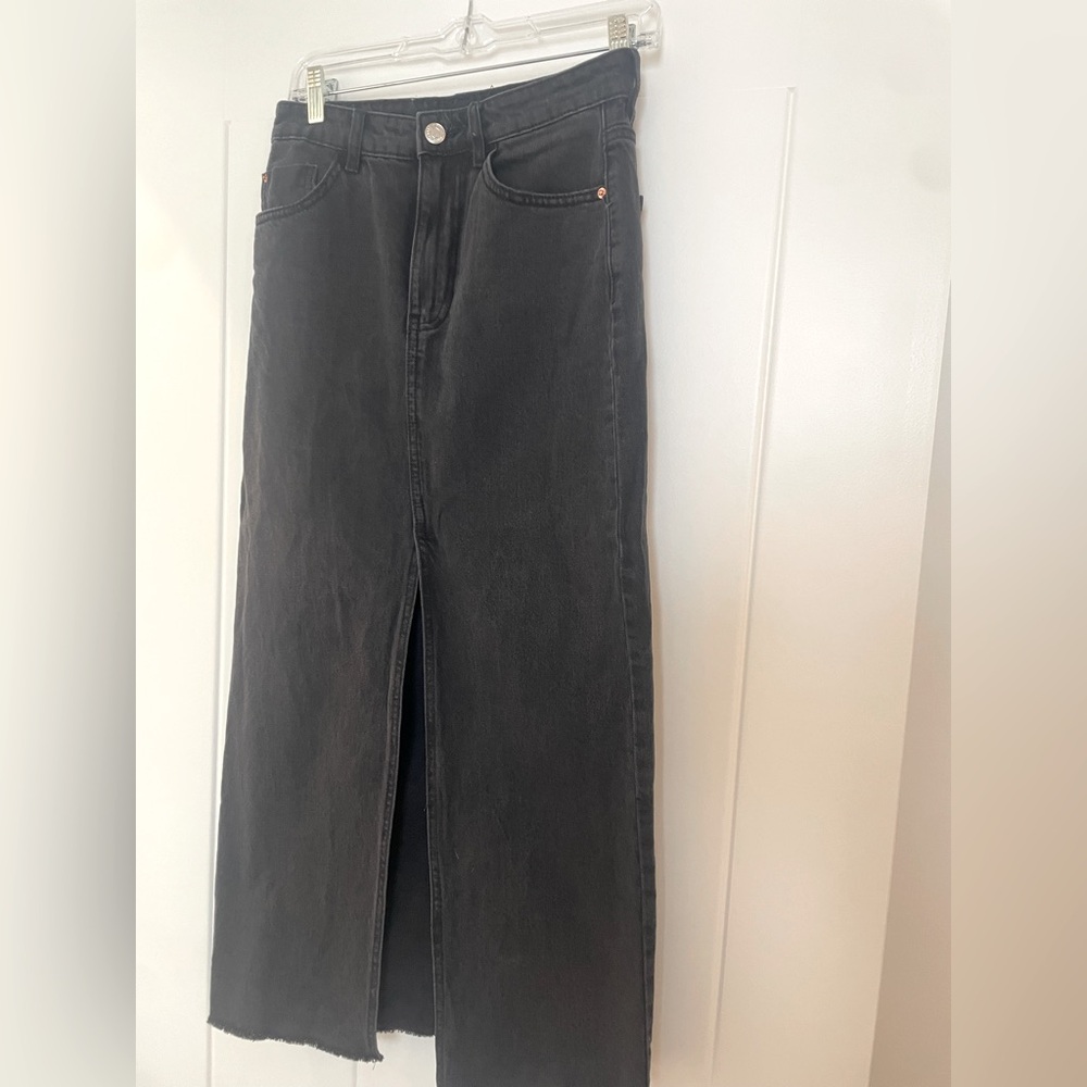 Stradivarius Charcoal Denim Skirt